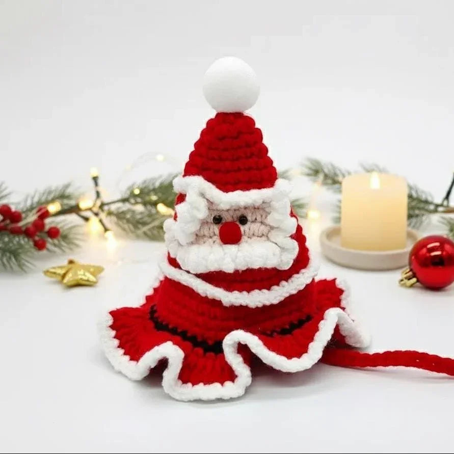 Crochet Christmas Pet Hat – Santa Hat for Cats & Small Dogs