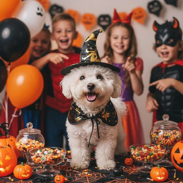 Halloween Pet Costume Set – Witch Hat, Cape & Toys for Dogs or Cats