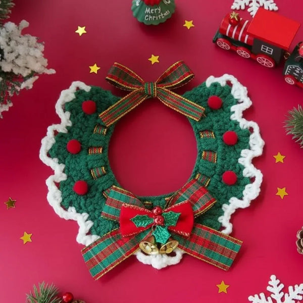 Christmas Pet Neckwear – Festive Knit Collar for Cats & Dogs