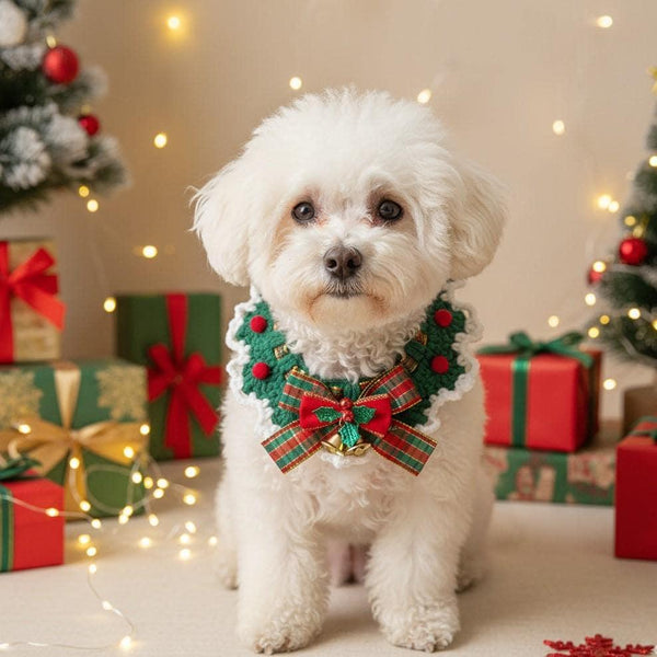 Christmas Pet Neckwear – Festive Knit Collar for Cats & Dogs