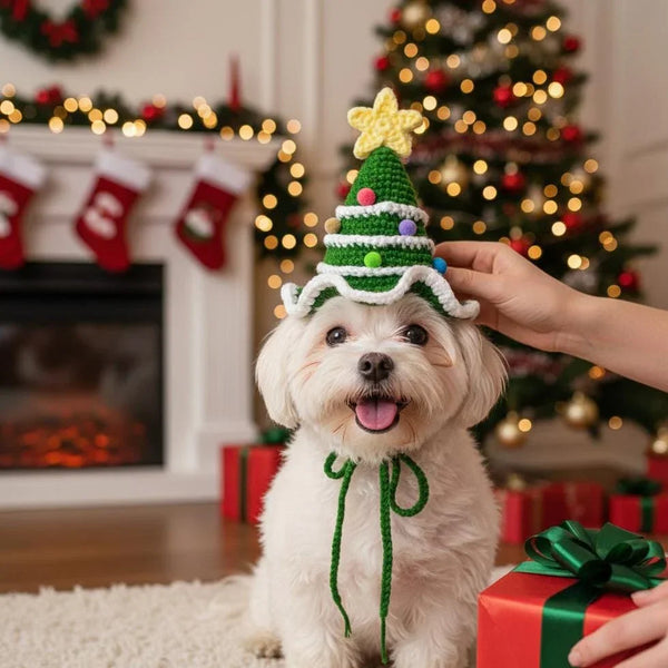 Crochet Christmas Pet Hat – Santa Hat for Cats & Small Dogs